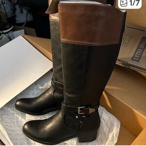 Unisa Wide Calf Black and Brown Equestrian Boots
